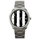 Vertical Stripes - White and Black Sport Metal Watch