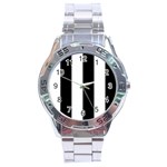 Vertical Stripes - White and Black Stainless Steel Analogue Watch