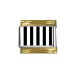 Vertical Stripes - White and Black Gold Trim Italian Charm (9mm)