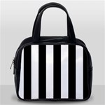 Vertical Stripes - White and Black Classic Handbag (One Side)