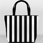 Vertical Stripes - White and Black Bucket Bag