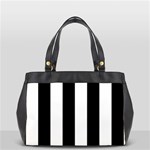 Vertical Stripes - White and Black Classic Oversize Office Handbag (Two Sides)