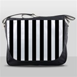 Vertical Stripes - White and Black Messenger Bag