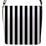 Vertical Stripes - White and Black Flap Closure Messenger Bag (S)