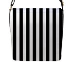 Vertical Stripes - White and Black Flap Closure Messenger Bag (L)