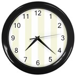 Vertical Stripes - White and Beige Wall Clock (Black)