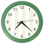 Vertical Stripes - White and Beige Color Wall Clock