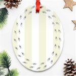 Vertical Stripes - White and Beige Ornament (Bell) Ornament (Oval Filigree)