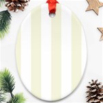 Vertical Stripes - White and Beige Ornament (Oval)