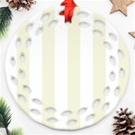 Vertical Stripes - White and Beige Ornament (Round Filigree)