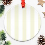 Vertical Stripes - White and Beige Round Ornament (Two Sides)