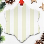 Vertical Stripes - White and Beige Ornament (Snowflake)