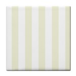 Vertical Stripes - White and Beige Tile Coaster