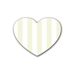 Vertical Stripes - White and Beige Rubber Coaster (Heart)