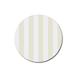 Vertical Stripes - White and Beige Rubber Coaster (Round)