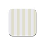 Vertical Stripes - White and Beige Rubber Coaster (Square)