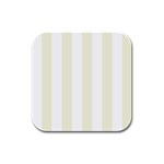 Vertical Stripes - White and Beige Rubber Square Coaster (4 pack)