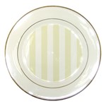 Vertical Stripes - White and Beige Porcelain Plate