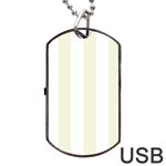 Vertical Stripes - White and Beige Dog Tag USB Flash (One Side)