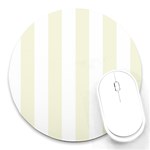 Vertical Stripes - White and Beige Round Mousepad