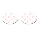 Polka Dots - Misty Rose Pink on White Cufflinks (Oval)