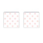 Polka Dots - Misty Rose Pink on White Cufflinks (Square)