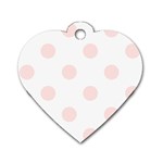 Polka Dots - Misty Rose Pink on White Dog Tag Heart (One Side)