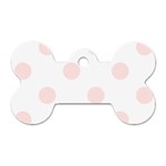 Polka Dots - Misty Rose Pink on White Dog Tag Bone (One Side)