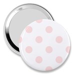 Polka Dots - Misty Rose Pink on White 3  Handbag Mirror