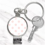 Polka Dots - Misty Rose Pink on White Nail Clippers Key Chain