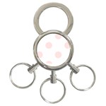 Polka Dots - Misty Rose Pink on White 3-Ring Key Chain