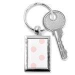 Polka Dots - Misty Rose Pink on White Key Chain (Rectangle)