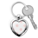 Polka Dots - Misty Rose Pink on White Key Chain (Heart)