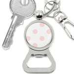 Polka Dots - Misty Rose Pink on White Bottle Opener Key Chain