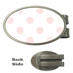 Polka Dots - Misty Rose Pink on White Money Clip (Oval)