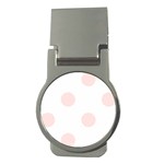 Polka Dots - Misty Rose Pink on White Money Clip (Round)