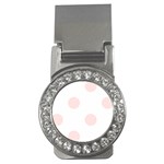 Polka Dots - Misty Rose Pink on White Money Clip (CZ)