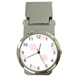 Polka Dots - Misty Rose Pink on White Money Clip Watch