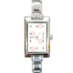 Polka Dots - Misty Rose Pink on White Rectangle Italian Charm Watch