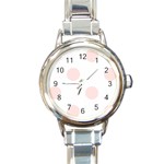 Polka Dots - Misty Rose Pink on White Round Italian Charm Watch