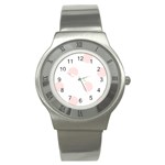 Polka Dots - Misty Rose Pink on White Stainless Steel Watch