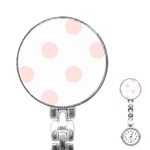 Polka Dots - Misty Rose Pink on White Stainless Steel Nurses Watch