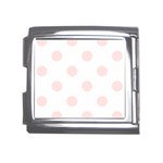 Polka Dots - Misty Rose Pink on White Mega Link Italian Charm (18mm)