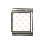 Polka Dots - Misty Rose Pink on White Italian Charm (13mm)