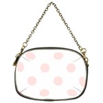 Polka Dots - Misty Rose Pink on White Chain Purse (One Side)