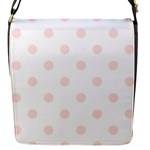 Polka Dots - Misty Rose Pink on White Flap Closure Messenger Bag (S)