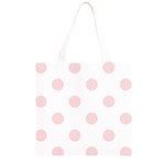 Polka Dots - Pale Pink on White Grocery Light Tote Bag