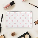 Polka Dots - Pale Pink on White Cosmetic Bag (M)