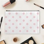 Polka Dots - Pale Pink on White Cosmetic Bag (L)