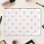 Polka Dots - Pale Pink on White Cosmetic Bag (XL)